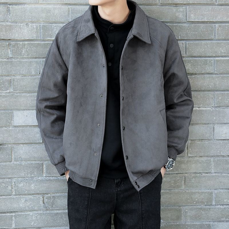 Men's Fashion Vibe Style Faux Suede Oversized Casual Jacket Autumn Streetwear Trendy Bomber with Premium Look