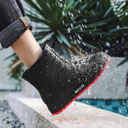 Versatile Casual Short-barreled Waterproof Shoes Men Women Lined With Fleece Warmth Anti-slip Wear-resistant Outdoors Rain Boots