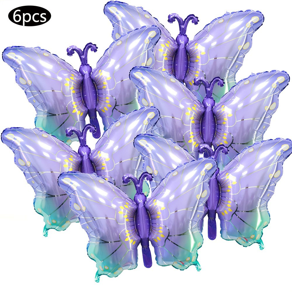 6pcs Colorful Butterfly Foil Balloons Butterfly Themed  Balloons Girls Birthday Party Wedding Baby Shower Decoration Gifts