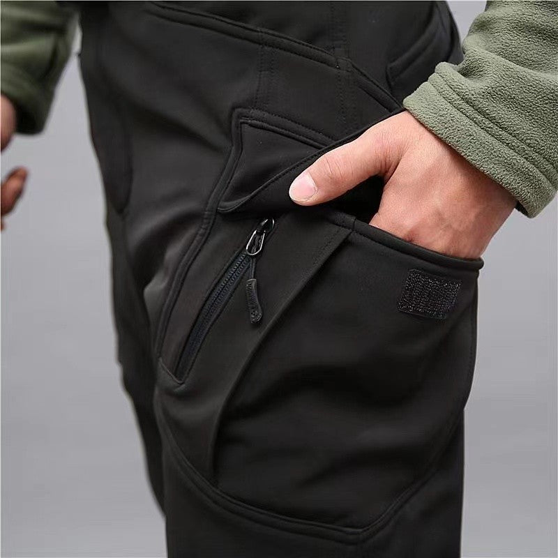Men's Winter Military Fleece Tactical Sharkskin Cargo Pants Camping Hiking Climbing Trekking Waterproof Outdoor Trousers 5XL