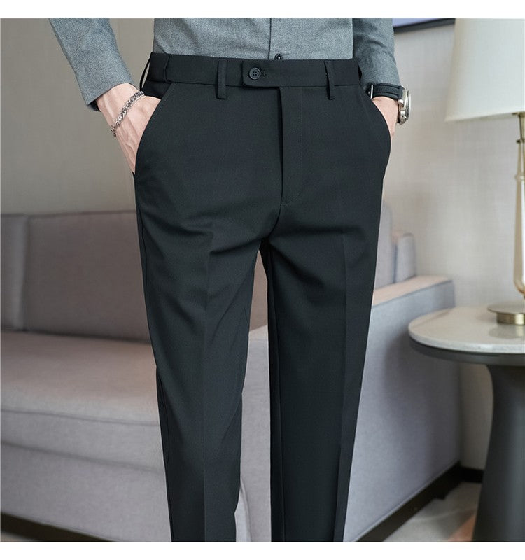 Men Suit Pant Autumn Elastic Waist Solid Slim Fit Dress Pants Business Casual Office Social Trouser Plus Size 40 38 Men Clothing
