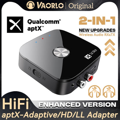 2 in 1 aptX Bluetooth Audio Transmitter Receiver 3.5MM AUX RCA Hifi Stereo Music aptX-Adaptive/HD/LL Multipoint Wireless Adapter