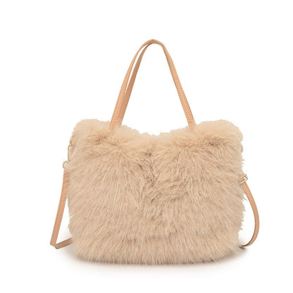 Solid Zipper Women's Shoulder Bags Ladies Bags on Sale 2024 High Quality Winter Milk Cotton Women's Handbags Fashion Soft Bolsos