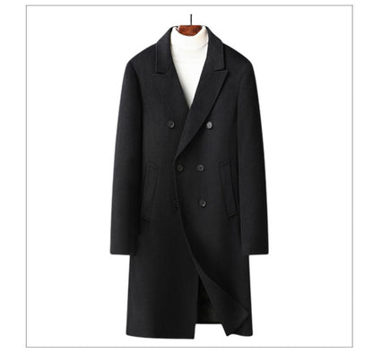 Winter Men's Woolen Coat Thicken Warm Trench Coat Men Wool Casual Double Fashion Breasted Long Overcoat Men