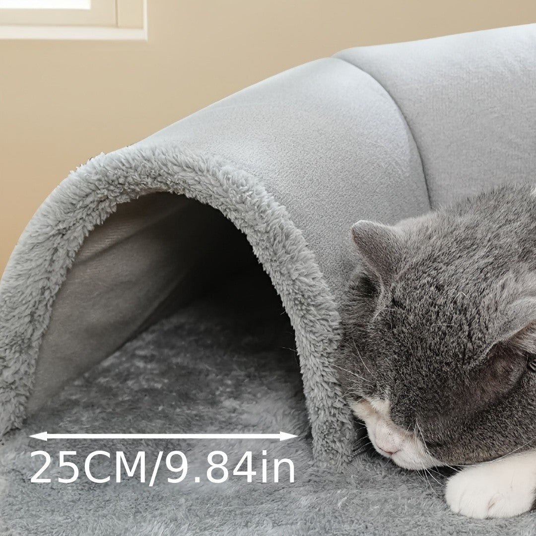 Cama Túnel Aconchegante Winte Winte 3 em 1 para Gatos - Tapete de Brinquedo e Ninho Quente Com Base Antiderrapante Para Gatos Pequenos a Médios, Coelhos e Hamsters