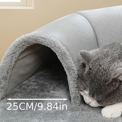 Cama Túnel Aconchegante Winte Winte 3 em 1 para Gatos - Tapete de Brinquedo e Ninho Quente Com Base Antiderrapante Para Gatos Pequenos a Médios, Coelhos e Hamsters