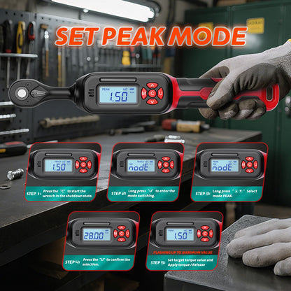 Chave de Torque Digital MoveCrab 0.6-340Nm ±2% Alta Precisão Catraca Bidirecional Alarme Sonoro e LED para Medição de Precisão