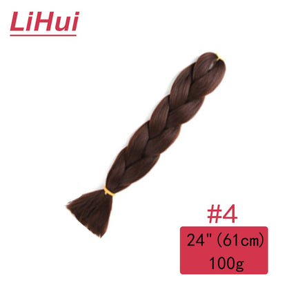 Cabelo Sintético Trança Jumbo 24 Polegadas Ombre Jumbo Extensão de Cabelo para Mulheres Tranças DIY Roxo Rosa Amarelo Cinza Lihu