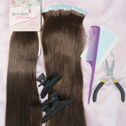 MRSHAIR Mini Extensões de Cabelo com Fita Cabelo Humano Fita Natural em Extensões de Cabelo 3x0.8cm Fita Invisível 10unid/pacote Para Cabelo Lateral