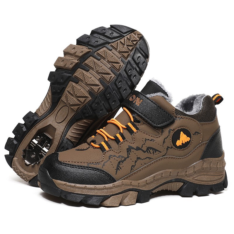 Winter Hiking Shoes Boy Kids Snow Boots Teenagers Children Shoe Walking Climbing Sneakers Leather Waterproof Non-slip Sport Warm