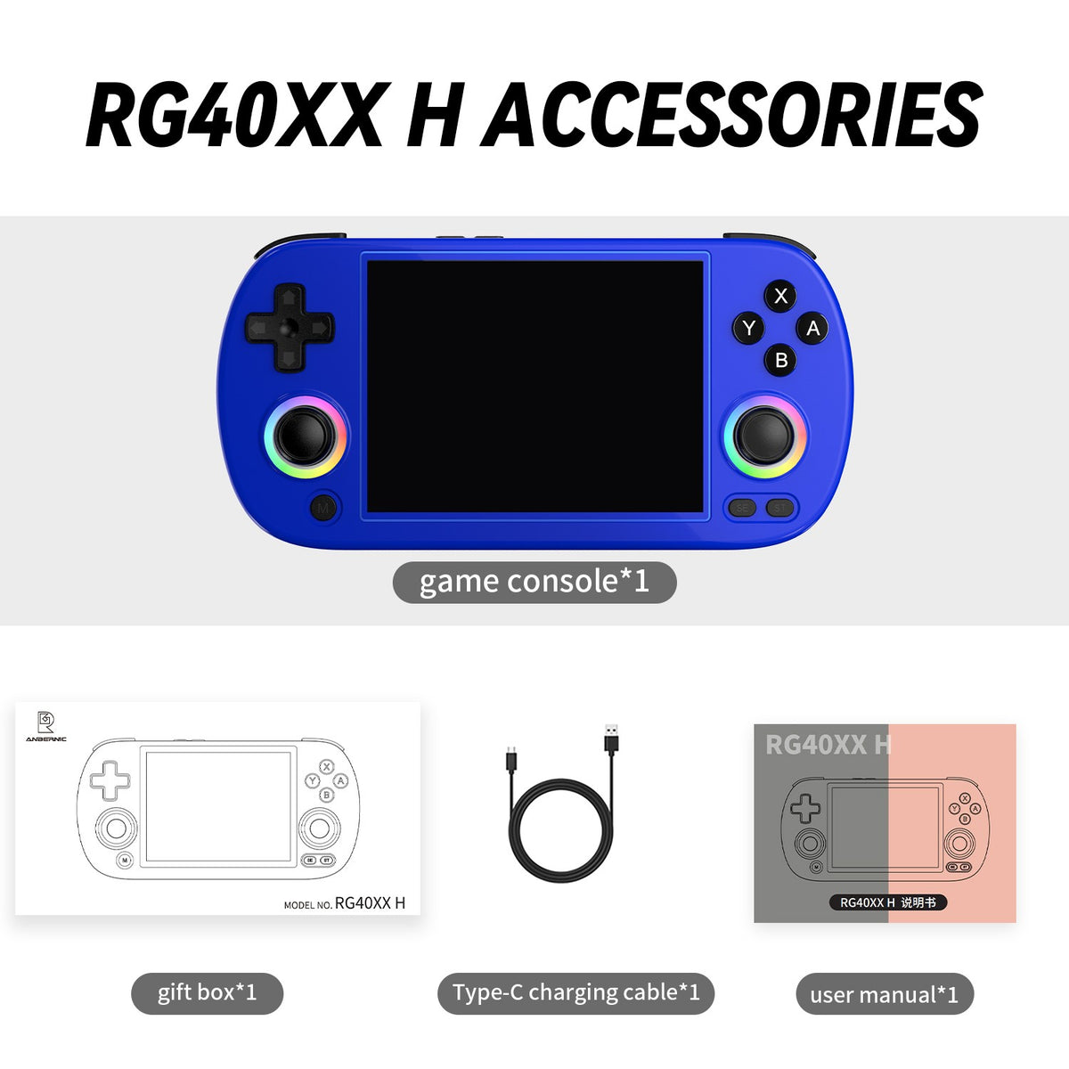 Anbernic RG40XXH 64-bit Linux Retro Handheld Game Console 4.0 IPS Screen Supports 5G Bluetooth HD Output