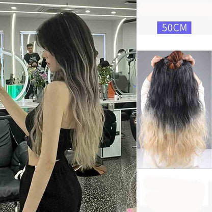 Extensões de Cabelo Sintético em V de uma Peça com 4 Clips Cabelo Liso Longo Peruca Cor 50CM Cabelo Falso Natural