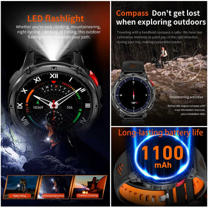 Novo T-Rex3 Ultra Smartwatch Bateria 1100mAh GPS Rastreador Bússola IP69K À Prova D'água Esportes rastreador Ar Livre Militar Smartwatches