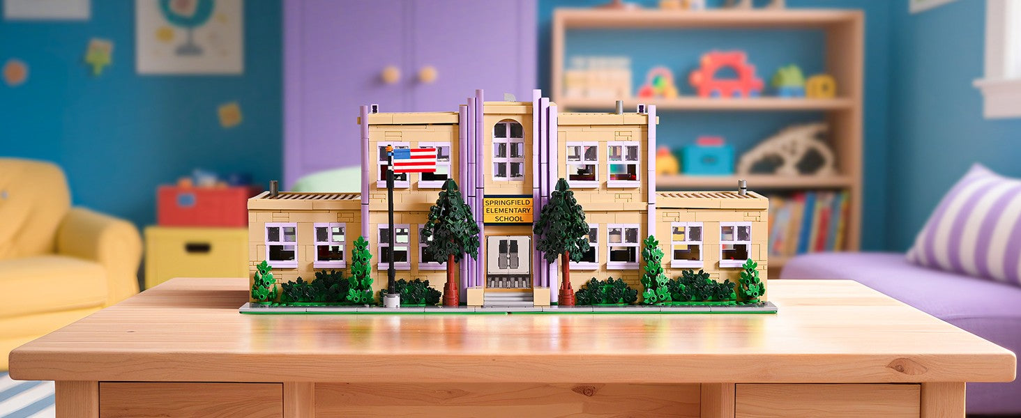 3500PCS Springfield Elementary School Building Blocks Idea Anime Street View Modular Architecture Brick Model Bricks Toys for Adults Christmas Gift