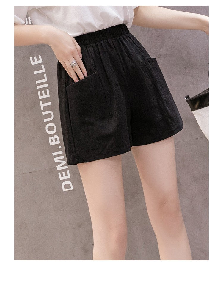 2024 Women Summer Cotton Shorts Casual Solid Pockets Basic Shorts Elastic Waist loose shorts Soft Cool female Outwear Shorts