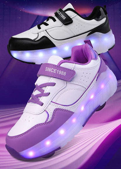Luminous Roller Skate Shoes Wheels Removeable Sneakers Kids Roller Shoes USB Charge Light Up Sport Skate Board Shoes Boys Girls