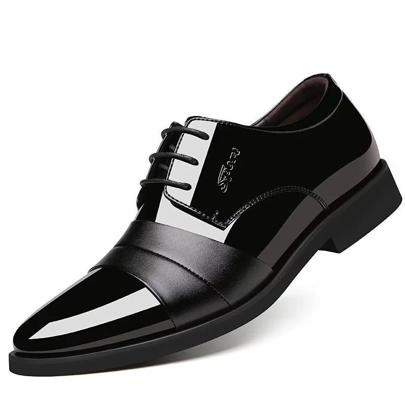 Social Shoe for Men Casual Business Patent Leather Dress Shoes Man Bright Upper Pointed Toe 2025 Trend Office Suit Footwear New