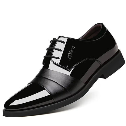 Social Shoe for Men Casual Business Patent Leather Dress Shoes Man Bright Upper Pointed Toe 2025 Trend Office Suit Footwear New