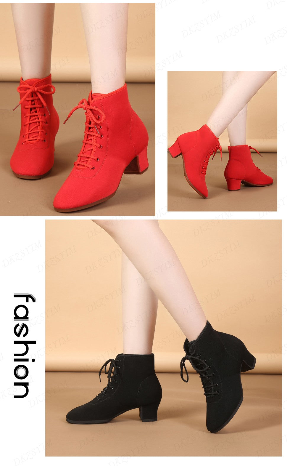 DKZSYIM New Women Ballroom Latin Dance Shoes Jazz Modern Dance Shoes Lace Up Dancing Boots Red Black Sports Dancing Sneakers