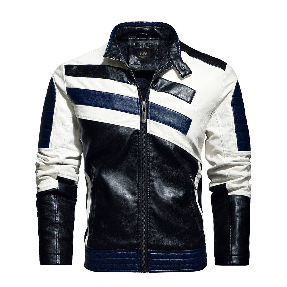 Vintage Motorcycle Jacket Men Fashion New Biker Leather Jacket Male Embroidery Bomber Coat Winter Fleece Pu Overcoat