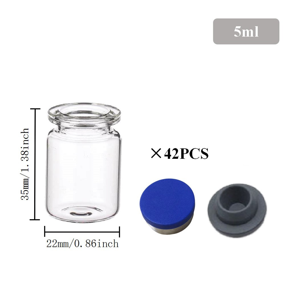 42PCS 5ml Clear Glass Vial With Caps & Stopper Small Bottles Experimental Test Liquid Containers Wishing Bottles