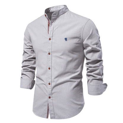 Japanese Style Men's Shirt 2025 Summer Business Casual Shirt Breathable Cotton Linen Blend | Slim Fit Long Sleeve Solid Color