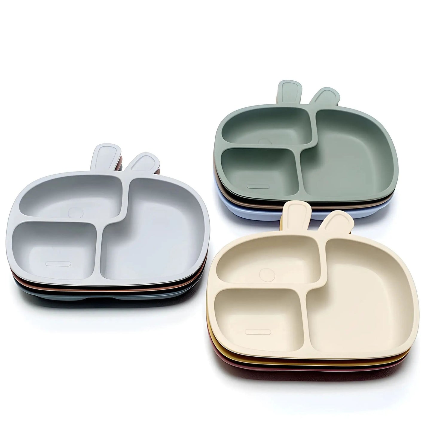 Silicone Baby Dinner Plate Food Grade Baby Supplement Bowl Set Children's Divided Dinner Plate Suction Cup One Piece