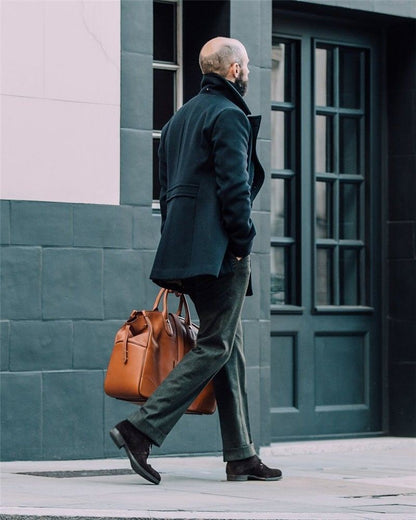 Men's British Woolen Overcoat for Autumn and Winter 2024, European and American Casual Lapel Single-breasted Solid Color Coat