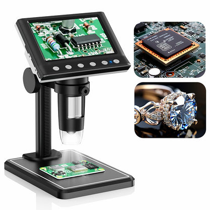 Microscópio Digital Hayve 4.3'' 1600X Microscópio USB 1080p Microscópio para Solda com 8 LEDs Compatível com Windows/Mac OS (DM7)
