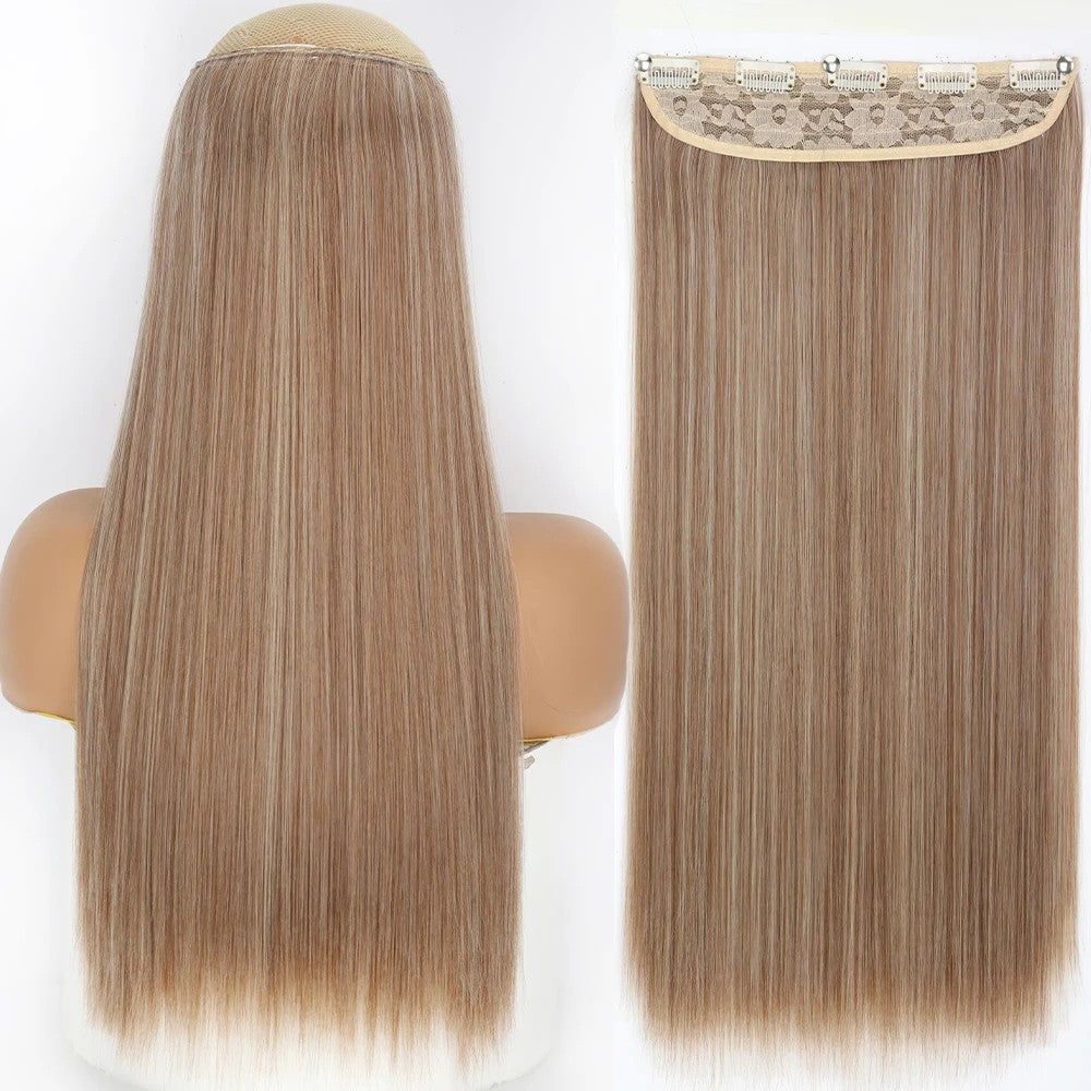 Extensão de Cabelo Liso Comprido de Fibra Sintética Resistente ao Calor com 5 Clipes 22"32" Preto Castanho Loiro