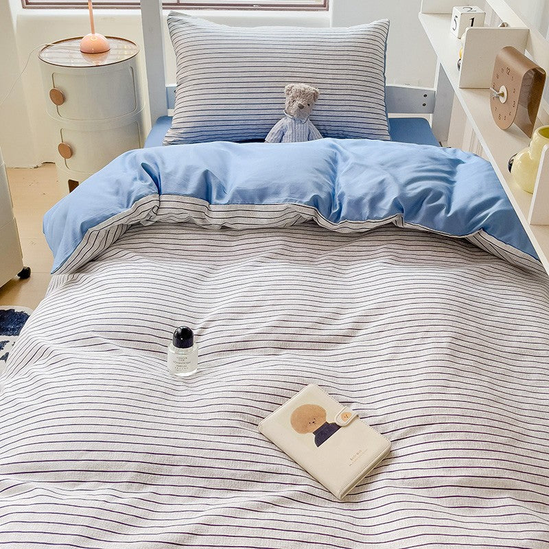 Conjunto de edredom lavado de 3 peças para Quarto Apartamento Dormitório Estudantil Simples popular multi-tamanho (1 capa de edredom + 2 fronhas)