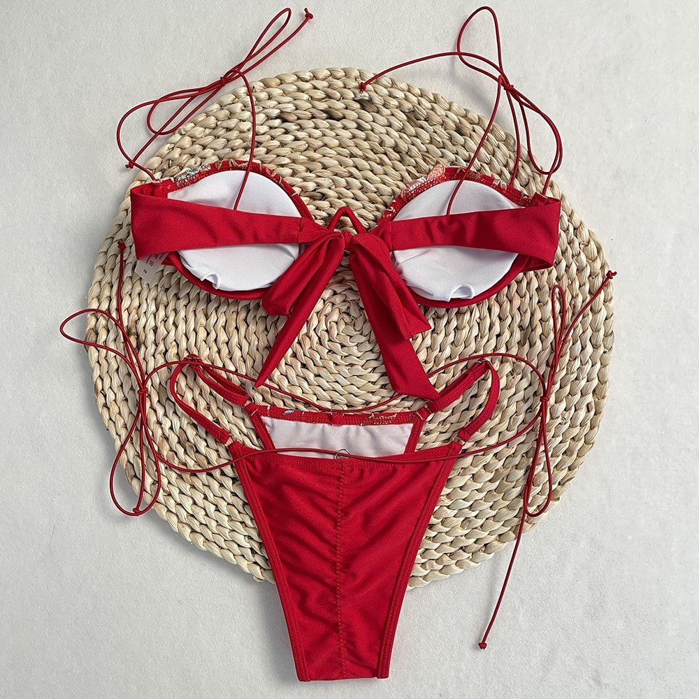 DEBAIOR 2025 Women Bikini Set Floral Embroidery Lingerie Set Women Sheer 2-Piece Boho Bra + Panty Underwear Set Intimates