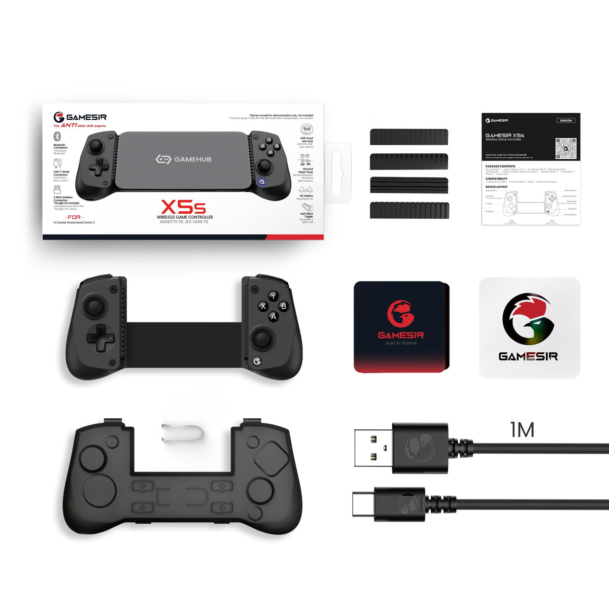 GameSir X5s Wireless Mobile Gaming Controller Bluetooth 2.4GHZ Connection Lightweight Design Hall Effect, No-Drift, App Customization