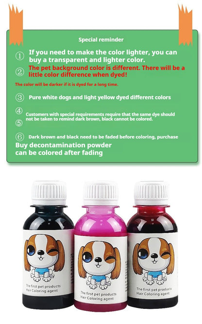 Pasta de Tintura para Pelos de Animais de Estimação Duradoura para Cães, Pasta de Tintura de Poodle Bichon, Removedor de Manchas Coloridas em Pó 100ML