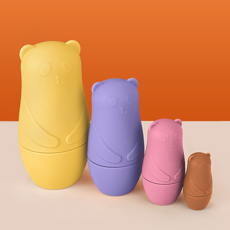 Brinquedo de empilhamento de silicone Matryoshka bonecas russas para bebês brinquedos de boneca dentro de boneca de empilhamento de silicone para interação