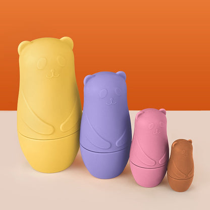 Brinquedo de empilhamento de silicone Matryoshka bonecas russas para bebês brinquedos de boneca dentro de boneca de empilhamento de silicone para interação