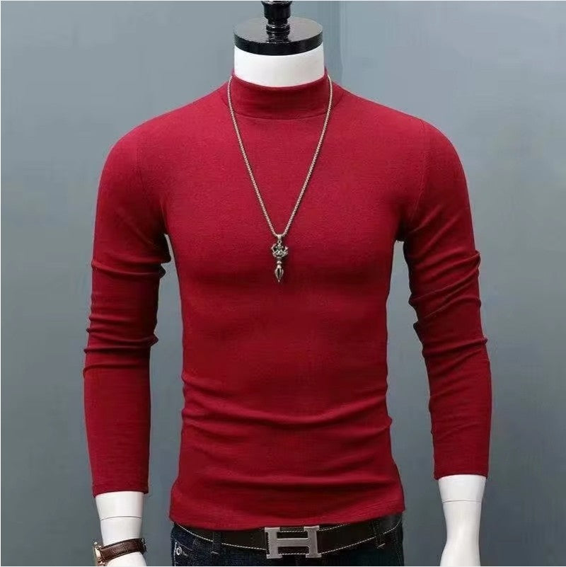 Men's Original Shirts Fall/Winter T-Shirt Fashionable Inner Wear for Men Slim Fit Turtleneck Shirt Solid Black Long Sleeve Shirt
