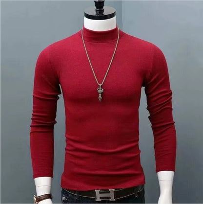 Men's Original Shirts Fall/Winter T-Shirt Fashionable Inner Wear for Men Slim Fit Turtleneck Shirt Solid Black Long Sleeve Shirt