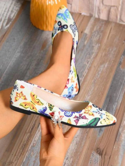 Women's Shoes Loafers Ballet Flats Pointed Toe Barefoot Slip-on Casual Flat Heel Comfortable Random Pattern Woman Shoe Size 43