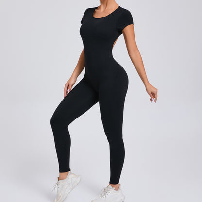Yoga Set Sexy Backless One-piece Suit Female Rompers Quick Dry Yoga Clothing Workout Bodysuits Flared Sports Jumpsuit Women