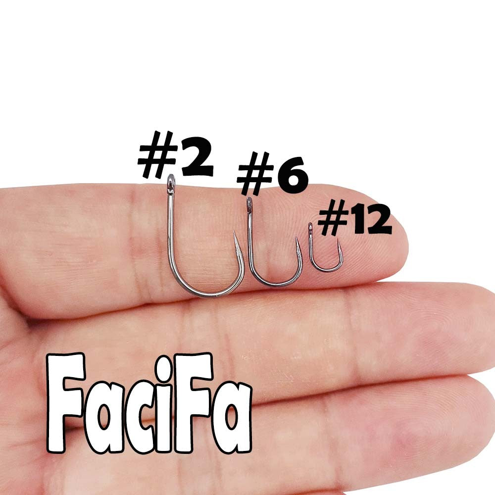 50 anzóis de pesca de carpa circulares sem farpa com furo, tamanhos 2 4 6 8 10 12, anzóis simples
