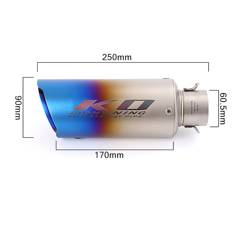 Universal 61 mm Exhaust Tail Pipe Motorcycle Stainless Steel Muffler Tips Blue Black Escape with Removable DB Killer