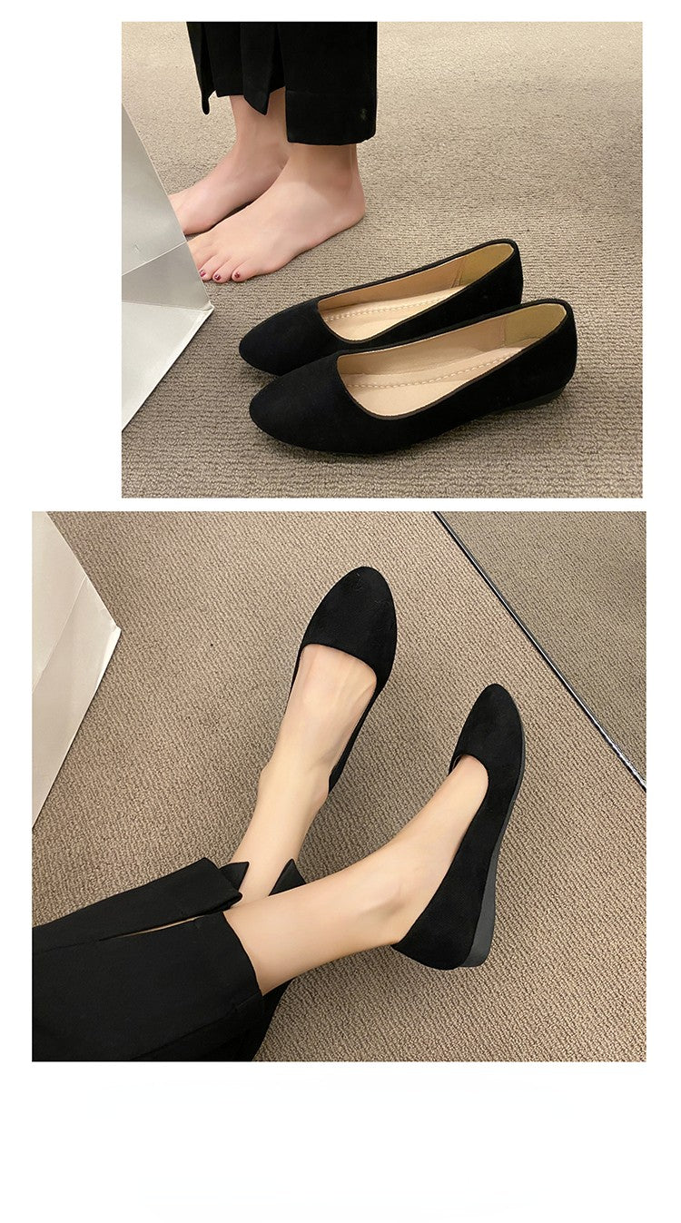 Plus Size 35-42 Women Flats Slip on Candy Color Woman Boat Shoes Black  Faux Suede Ladies Ballet Flats