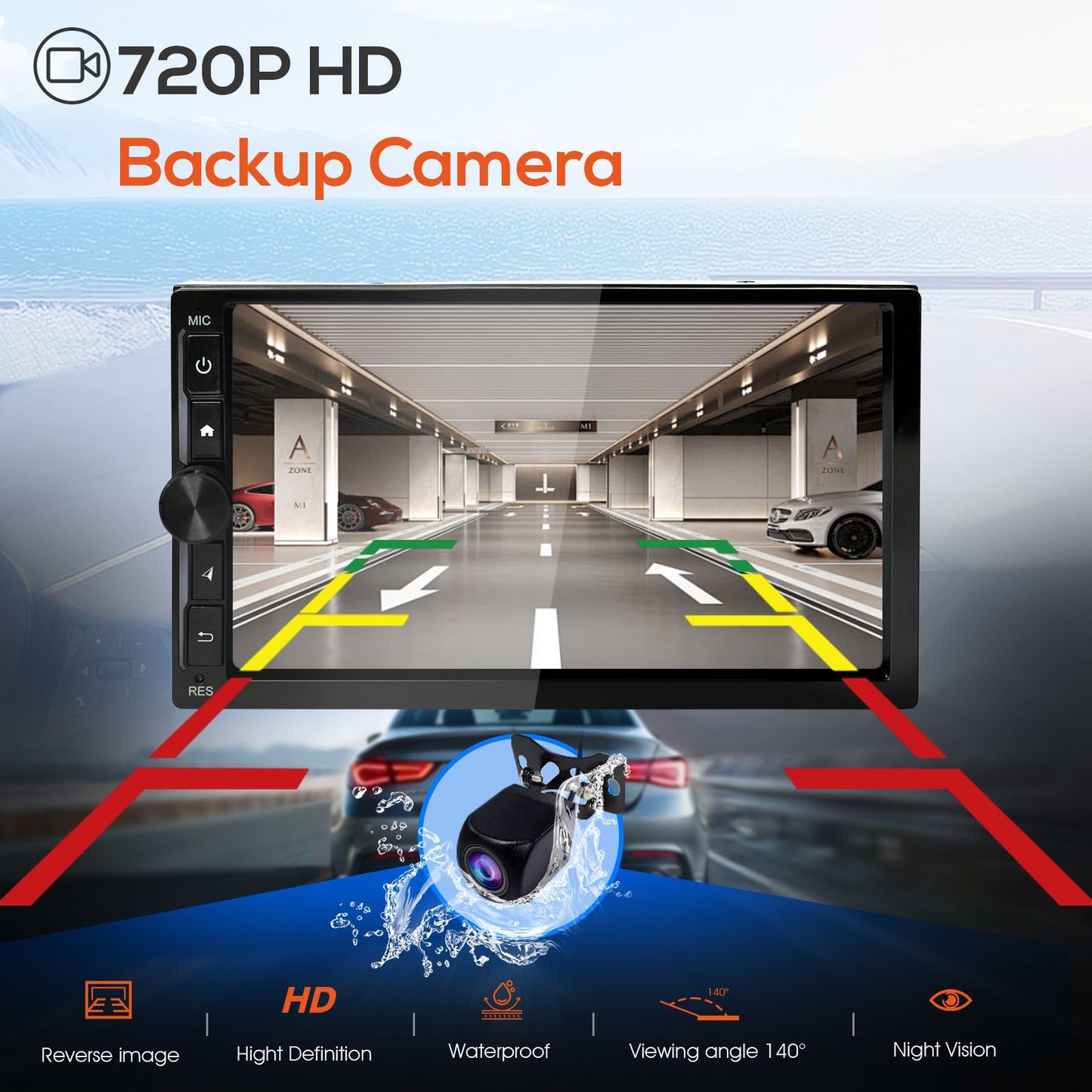 Haudio Double Din Car Stereo, 7" Car Radio with Wireless Carplay/Android Auto/BT 4.1/Backup Camera/Mirror Link/WiFi/FM/AM/RDS