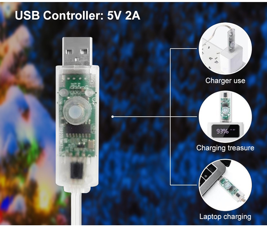 Bluetooth Smart LED String Fairy Lights 5V WS2812B Christmas Garland Light RGBIC Dream Color Waterproof IP67 for Party Holiday