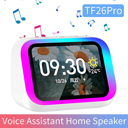 TF26Pro Alto-falante inteligente com assistente de voz Alto-falante BT portátil Despertador Chamada mãos-livres Reprodução de música Previsão do tempo para casa