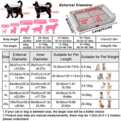 Cama de Cachorro Quadrada Quatro Estações para Colchão de Cachorro Grande, Cama para Gato Resistente à Mordida, Cama de Cachorro Macia e Espessada, Sofá Impermeável Casa para Pets