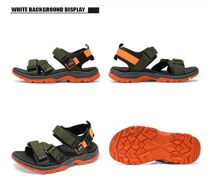 Flat Sandals Summer Mens Breathable Holidays Beach Shoes Open-Toe Outdoor Casual Travel Hiking Sandials