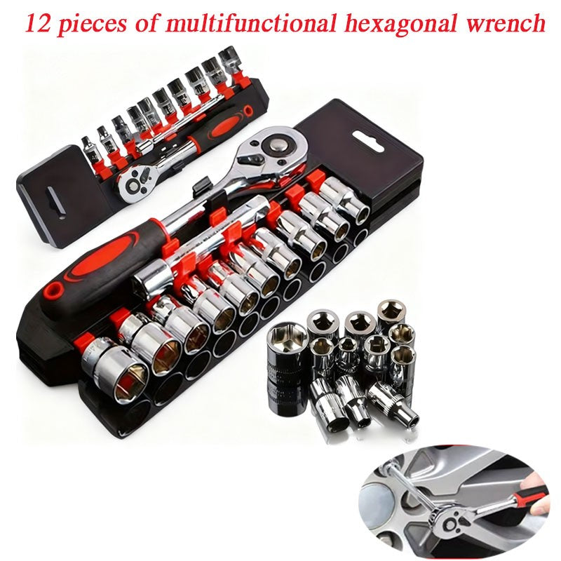 Ferramentas Manuais Combinadas, Conjunto Completo de Ferramentas para Reparação Automotiva, Suporte de Soquete para Chave Catraca Rápida para Modificação de Motocicletas
