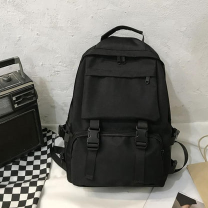 Mochilas Simples Grande Capacidade Bolsa de Viagem Sólida Harajuku Mochila Escolar Estudantil Bolsa Masculina Feminina Unissex High Street